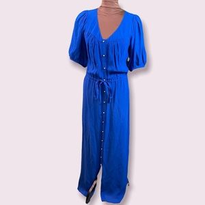 Blue Sheer Button up Dress